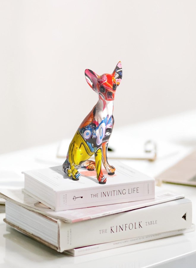 JOOMBE Colorful Chihuahua Statue, Creative Dog Puppy Home Sculpture Decor, Suitable for Bookshelf Desktop Kitchen Living Room Decorative Table Decoration, Gift for Dog Lovers Women and Men - Image 2